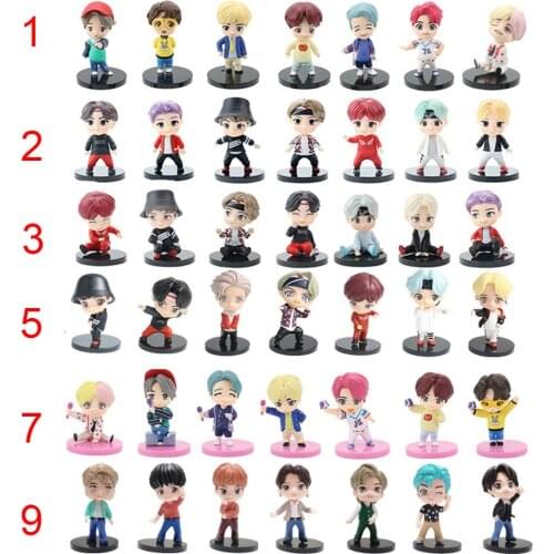 Newest 7PCS/set Kpop Bangtan-Boys Figure Action Toys Keychain Pendant Ornaments Doll Adult Decor Cute Gift JIMIN-JIN-SUGA Model