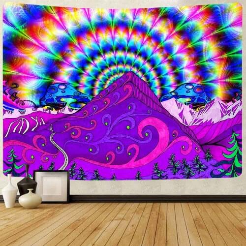 Simsant Trippy Mountain Tapestry Abstract Tropical Leaves Art Wall Hanging Tapestries for Living Room Home Dorm Decor Banner