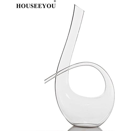 HOUSEEYOU 1500ML Handmade Crystal Swan Red Wine Pourer Glass Decanter Bar Set Jug for Liquor Champagne Whisky Water Bottle