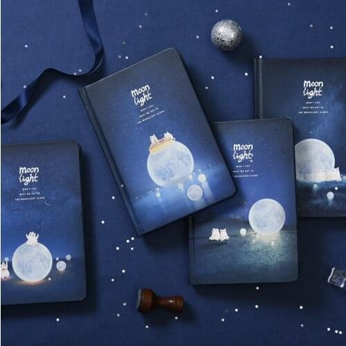 "Moonlight" Hard Cover Black Papers Sketchbook Notebook Journal Diary Blank Notepad Stationery Gift