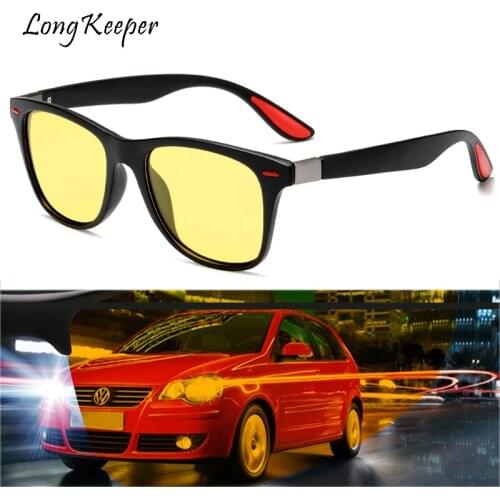 LongKeeper Oval Night Vision Sunglasses Men Polarized Glasses Retro Driving Sunglasses Women Yellow Lens UV400 Goggles Gafas de