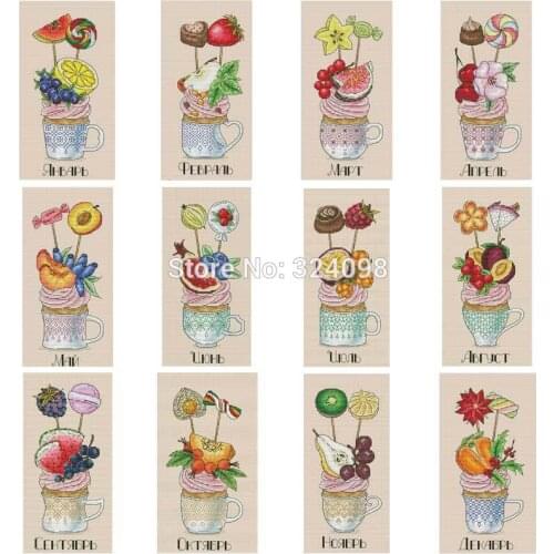 Cup cake series patterns Counted Cross Stitch 11CT 14CT DIY wholesale Chinese Cross Stitch Kits Embroidery Needlework Set