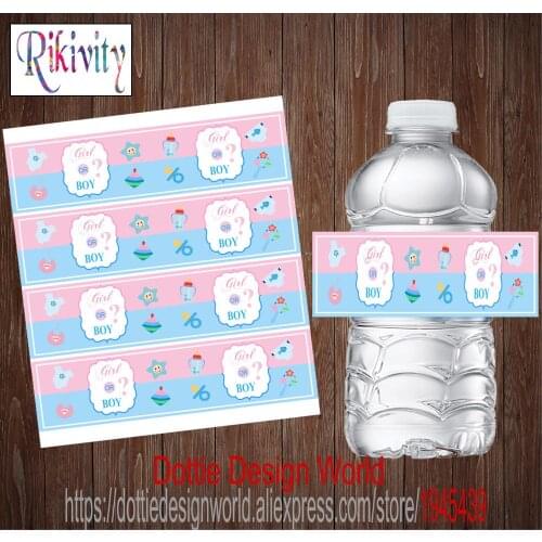 20 Pcs Custom Baby Gender Boy or Girl Water Bottle Labels Waterproof Candy Bar Wrapper Sticker Birthday Baby Shower Decoration