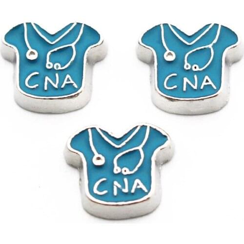 Newest 10pcs Metal Enamel CNA Nurse Aide Floating Charms For Living Glass Memory Lockets Necklace Bracelet Jewelry