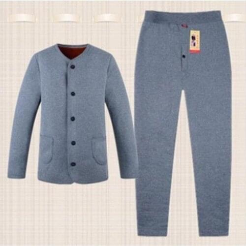 2019 New Mens Thermal Underwear Velvet Thicken Warm Winter Suit Thermal Clothes Male Long Johns For Old Men