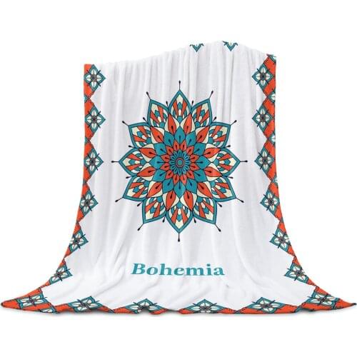 Living Room Sofa Blanket Bohemian Flower Pattern Children Soft Throw Blanket Travel Airplane Hotel Portable Warm Thin Blanket