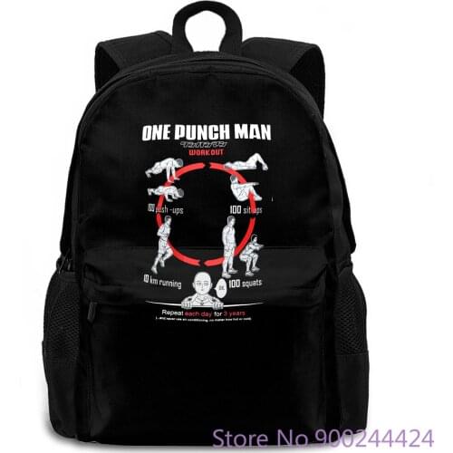 One Punch Saitama Workout Training To Be Bald women men backpack laptop travel school adult student