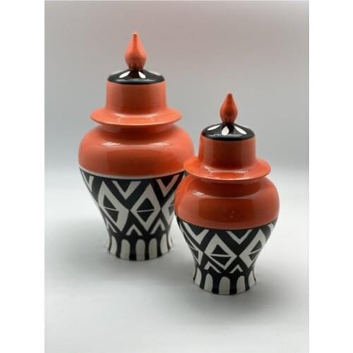 Dia Moore Studio Orange African Cube Vase