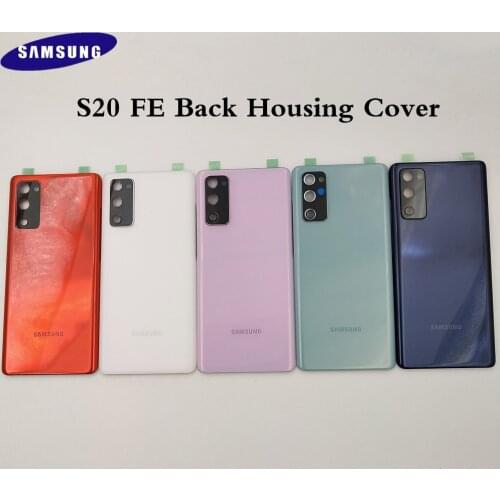 Original Samsung Galaxy S20 FE S20fe S20 Fan Editio Battery Back Cover Door Housing Replacement Repair Parts + Camera Glass Lens