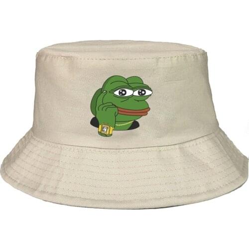 Sad Frog print Simple Style Fisherman cap Panama Street Side Seaside Beach Tourism Bucket Hat Drivers Cap