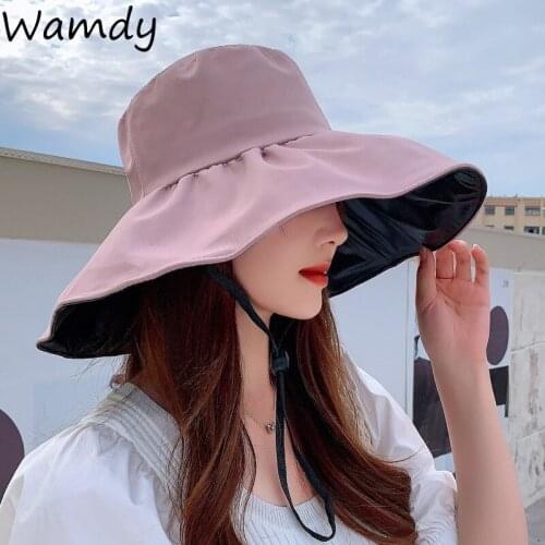Womens Bucket Hat Fashion Summer Big Brim Panamanian Women Sun Hat For Female Beach Fisherman Hat Visor 7 Colors New Arrival