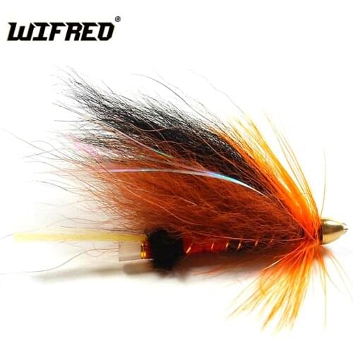 [4PCS] Cone Head Plastic Tube Fly Orange Salmon Steelhead Fishing Flies Free Box