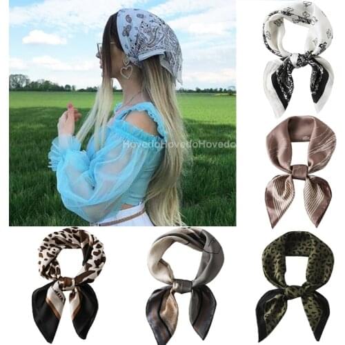 Square Silk Scarf 70*70cm Headband Hairbands Hair Hoop Accessories for Women Girls Head Neck Satin Scarf Handkerchief Bandana