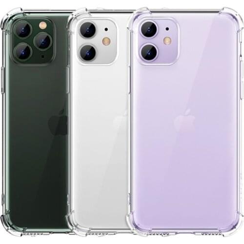 Shockproof Clear Silicone Case for iPhone, Soft Back Cover for iPhone 7 8 Plus 11 X Xs Xr 12 Pro Max