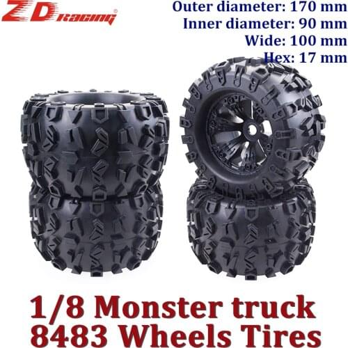 SURPASS HOBBY 4PCS 1/8 Rc Wheels 170mm Monster Truck Tires Wheels Rock Crawler 17mm Hex for RC SCX10 HSP HPI Traxxas Trx4 Wltoys
