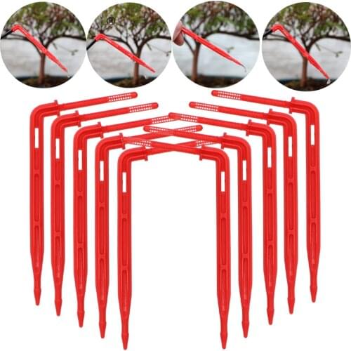 RBCFHl 20-1000pcs 1/8'' Red Drippers 3/5mm Bending Arrow Emitters Garden Potted Irrigation Watering Micro Drip System Fittings