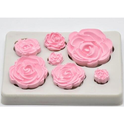 Rose Flower Silicone Molds Wedding Cupcake Topper Fondant Cake Decorating Tools Sugarcraft Candy Clay Chocolate Gumpaste Moulds