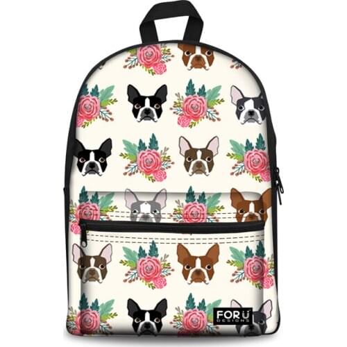 School Bags Backpack Schoolbag Boston Terrier Printing Children Backpacks for Girls School Satchel Kids Bag 17 Inch