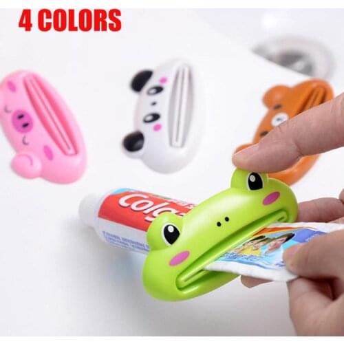 4colorsToothpaste Squeezers Cartoon Toothpaste Extruder Squeezer Cleanser Squeezer Dispenser Rolling Holder Bathroom Accessories