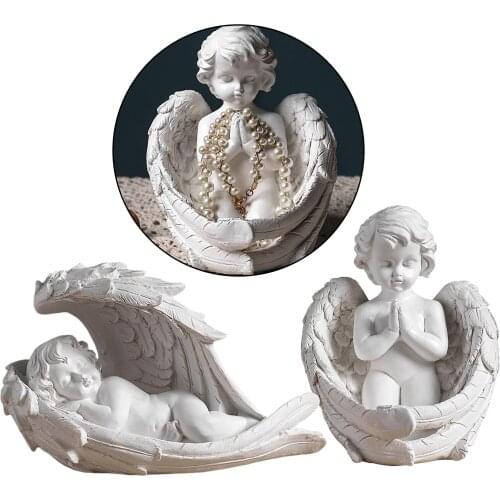 Angel Statues Jewelry Storage Resin Ornaments Praying Baby Home Decor