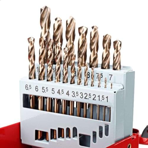 13/19/25pcs HSS Twist Drill Bit Set 1-10mm Titanium Coated Drill Bit with Metal Case for Metal Woodworking Drilling Power Tools