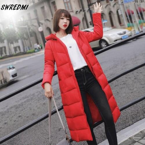 SWREDMI Thick Warm Female Jacket Winter Coat Women Plus Size M- 5XL 6XL Parka Hooded Winter Jacket Below Knee Length Warm Coat