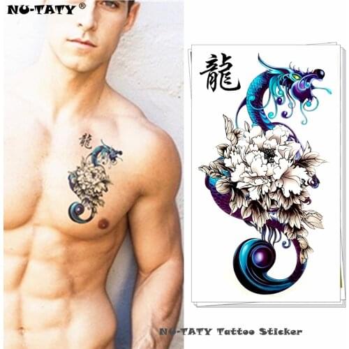 Nu-TATY Azure Emerald Dragon Temporary Tattoo Body Art Flash Tattoo Stickers 17*10cm Waterproof Fake Tatoo Car Styling Sticker