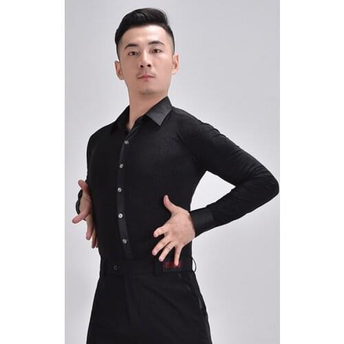 Latin Dance Tops For Men Practice Clothes Rumba Shirt National Standard Dance Clothes Dance Shirt Ballroom Dance Costume DQS6431