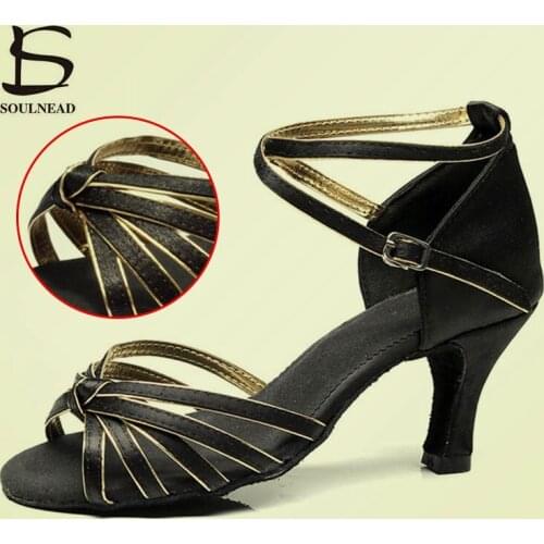 Women Latin Dance Shoes Salsa Tango Dancing Shoes Girls Ladies Knot Woman Jazz Ballroom Dance Shoe 5cm/7cm High Heels Wholesale