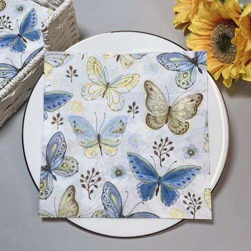 20Pcs/Pack Butterfly Decoupage Paper Napkins Vintage Paper Tissues for Party Tableware Wedding Xmas Festival Supplies Hot Sale