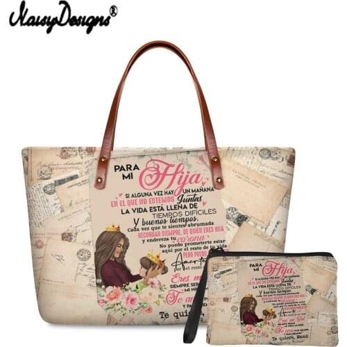 Noisydesigns 2021 New Letters Letter To Mom Printing Handbag Set Women Tote Bag And Wallet Gift For Mother Shoulder Bag Clutch