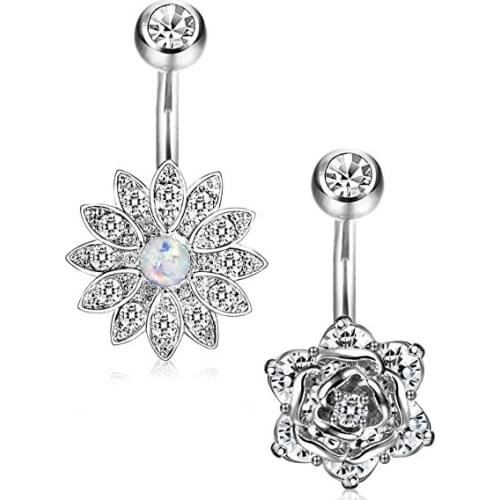 2pcs 14G Surgical Steel Belly Button Rings Women Screw Navel Bars Body Piercing