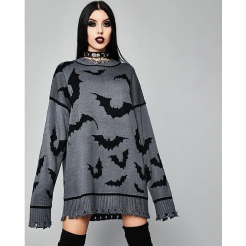 Harajuku Bat Print Loose Autumn Winter Sweater Women Pullovers Casual y2k Knitwear Jumpers 2021 Korean Sweaters