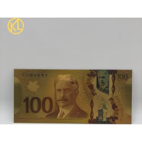 1pc Currency Banque Du Canada Souvenir Banknote 100 CAD Canadian Dollar Gold Foil Banknote Bill