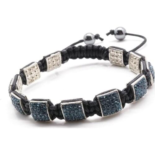 1PCS High Quality Elegant Square Green Diamond Bracelet Beads Braided Tassel Charm Ladies Bracelets Jewelry Gift