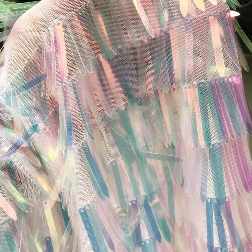 1Y/Lot mesh lace Shaped Magic Powder Sequins fabric for Dress Performance Costume Skirt Sequin lace Fabric