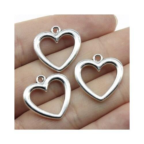 10Pcs 20*20mm Antique Silver Color Heart Hollow Charms For DIY Jewelry Making Fashion Earrings Necklace Pendant Accessories