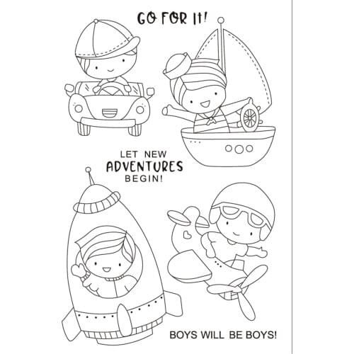 11x16 Boy on the boat TBig ice cream ransparent Clear Stamps Silicone Seals for DIY scrapbooking photo album Card Making