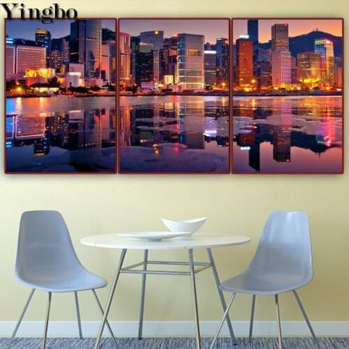 3 pcs City night scene diamond painting full square&round drill diamond embroidery mosaic handcraft home decoration painting