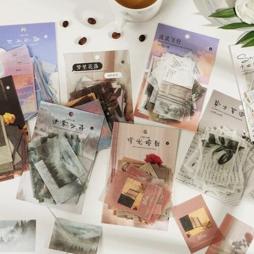 40Pcs/pack 8 Designs Times Letters Washi Stickers Scrapbooking Album Diary Project Ins Style Photos Background Deco Stickers