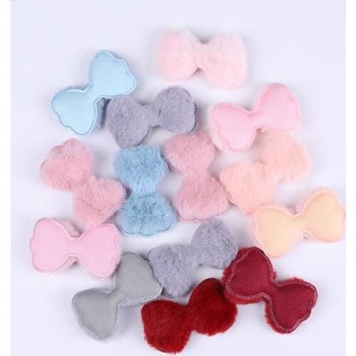 48pcs/lot 5.8*3.5cm plush Bowknot Padded appliques for headwear decoration and diy hair accessories