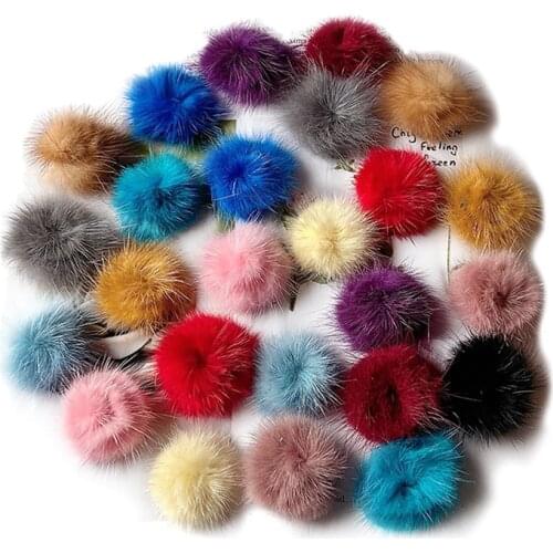 13 Color Mink Hair Clothing Accessories DIY Ball Jewelry Hair Ornaments Clothing Disc Buckle Handmade Crafts Gift 5 Piece