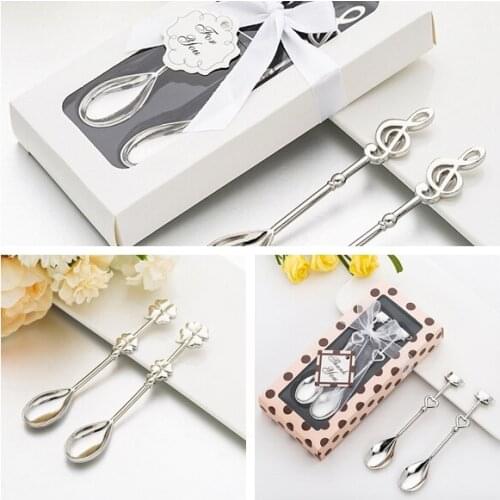 50Pcs/lot=25Sets) Favors For your Special Day gifts of Silver Music Note Coffee Spoon Wedding gifts For Tea themed Party favors