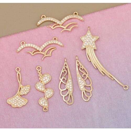 HAOSAW 4Pcs Jewelry Accessories/DIY Making/Hand Made/CZ Charms/Jewelry Findings & Components/Pendants For Earrings & Necklace