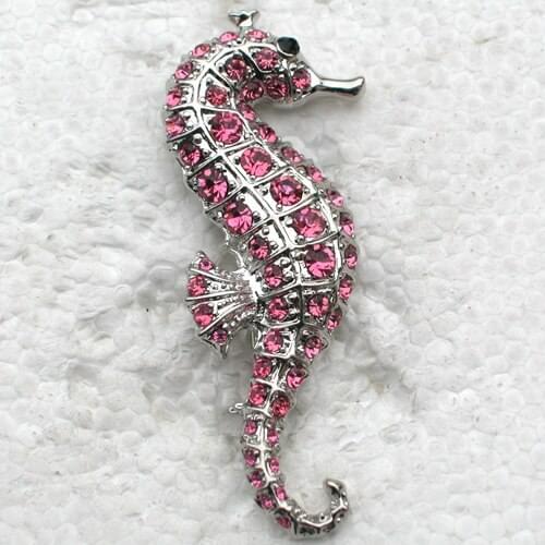 Rose Rhinestone Seahorse Pin brooches C163 J