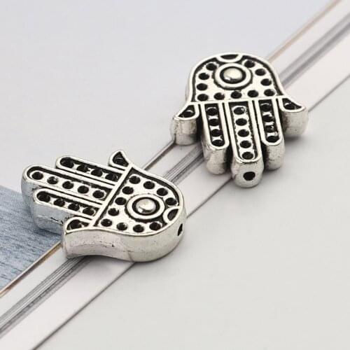DIY Religious Spacer Beads Hand Antique Silver Color (Can Hold ss4 Pointed Back Rhinestone) Metal Beads About 20mm x 16mm,20PCs