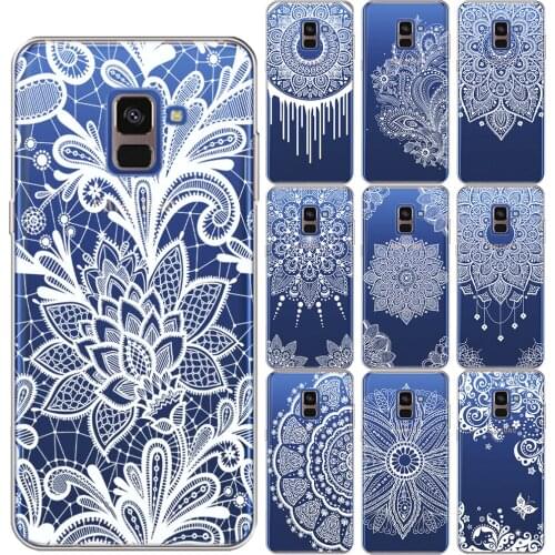 White Sexy Lace Flower Mandala Floral Soft Case Cover For Samsung Galaxy A7 A6 A8 Plus A9 2018 A3 A5 A7 2016 2017 A10 A30 A50