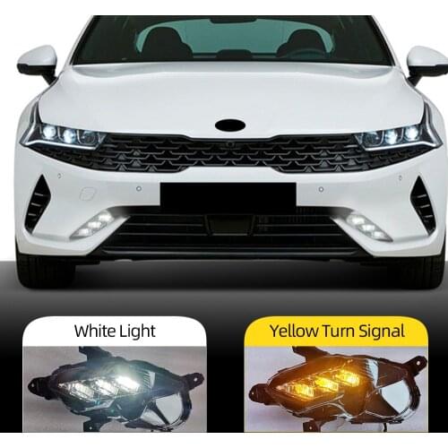 CSCSNL 1Pair Car Daytime Running Light Front Bumper Fog light Lamp LED DRL With yellow turn signal For Kia K5 Optima 2021