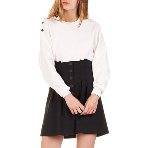 Patads French womens m fall winter academy solid metal button T-shirt marlina 2 colors