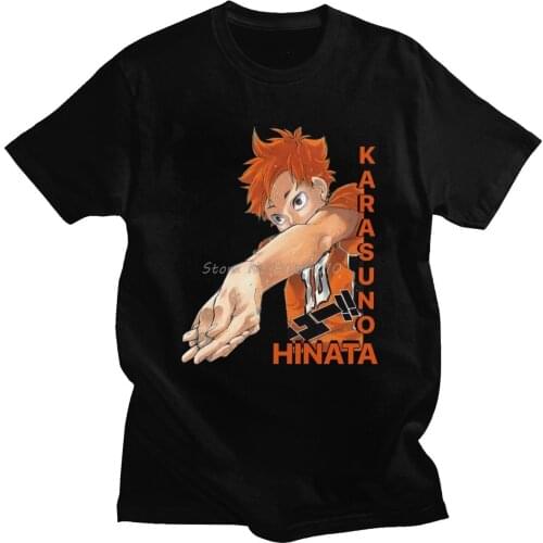 Haikyuu T Shirt for Men Cotton Fashion T-shirt O-neck Short Sleeve Shoyo Hinata Karasuno Tshirt Anime Manga Volleyball Tee Tops